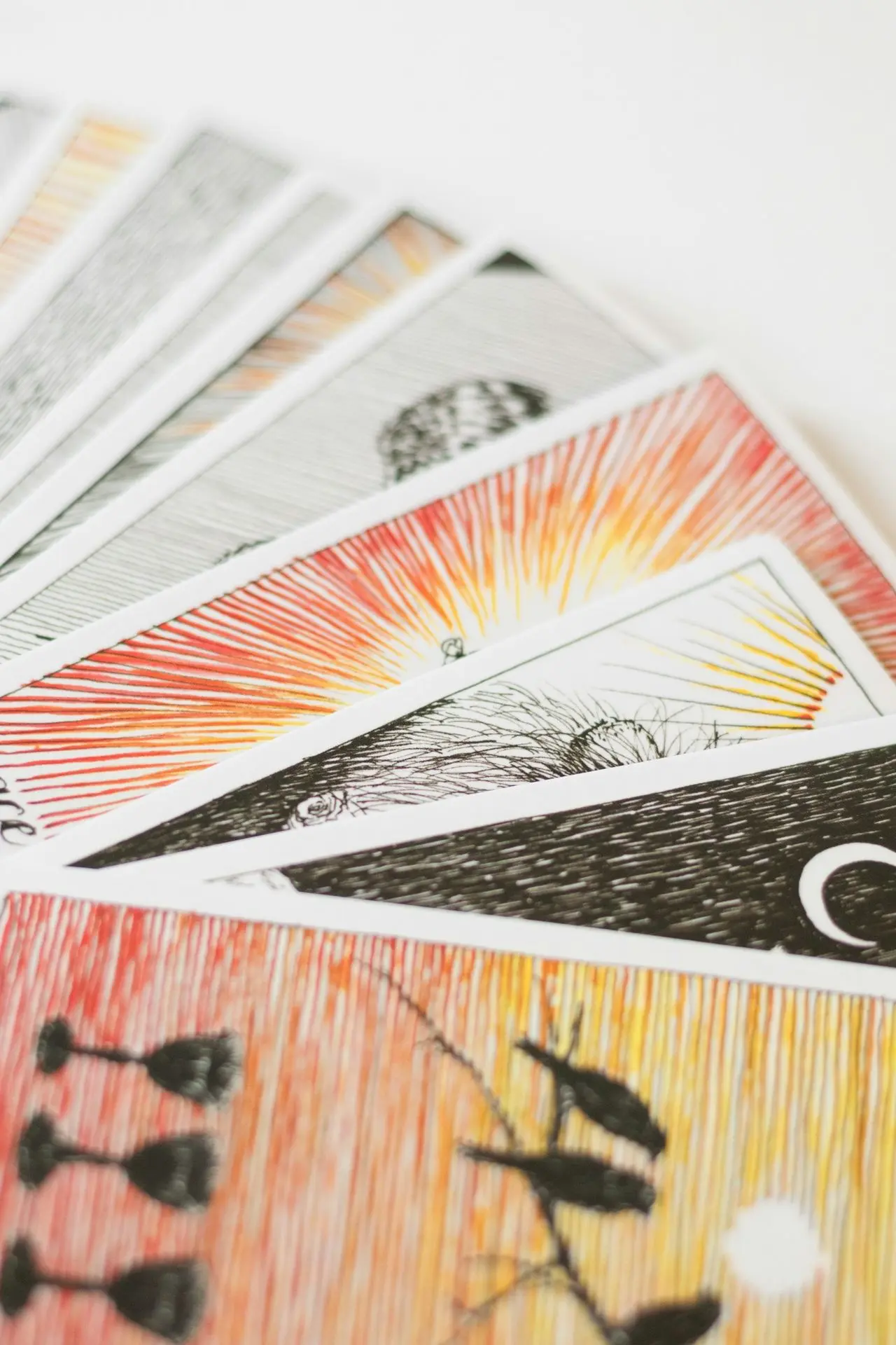 A close up of a number of cards on a table